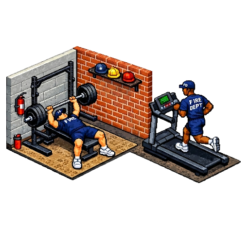 Firefighter gym pixel art